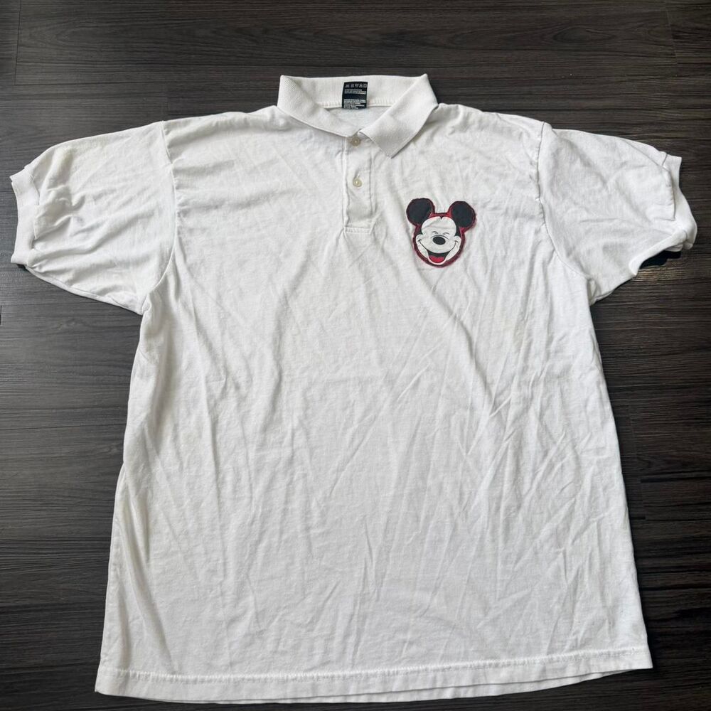 Vintage 90s Mickey Mouse Embroidered Disney Polo cartoon Size XL